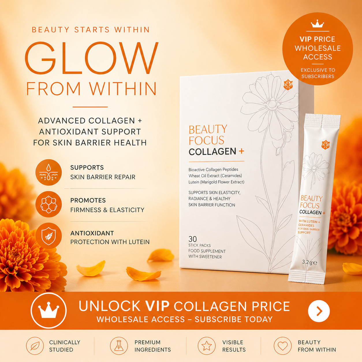 Nu Skin Beauty Focus Collagen + VIP Offer - Lutein and Phytoceramides