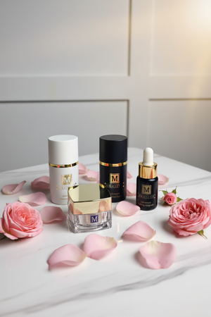 Miracletox Royal No.4 Kit lifestyle flat lay with rose petals on marble