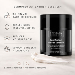 Revision Skincare DermProtect Barrier Defence Moisturising Cream for 24 hour skin barrier protection.