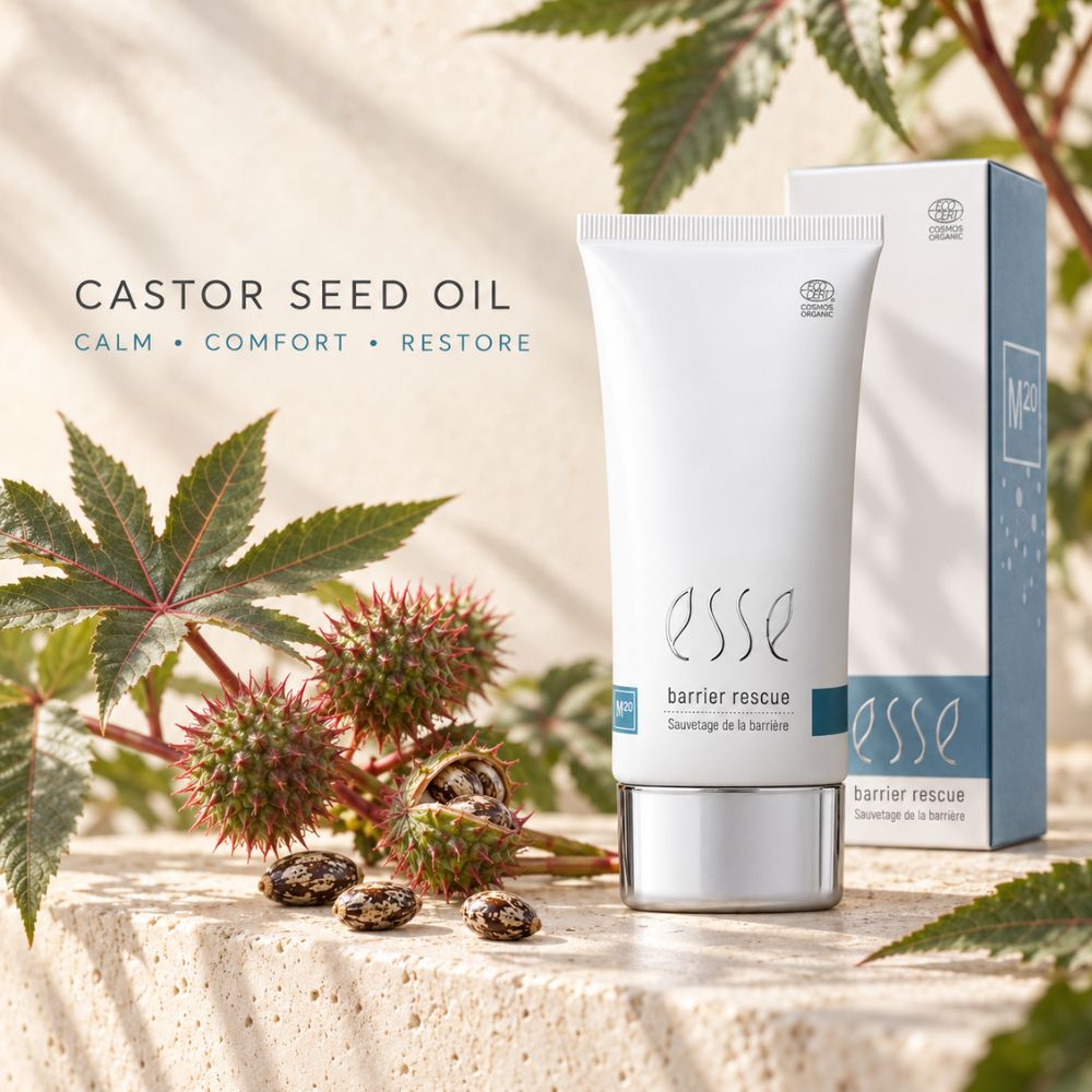 Esse Barrier Rescue with Castor Seed Oil for Skin Barrier Repair and Nourishment for dry and sensitive skin.