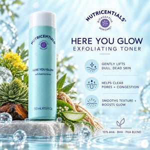 Nu Skin Nutricentials Bioadaptive Skincare Here You Glow Exfoliating Toner, shop UK.
