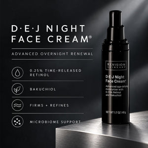 Revision D.E.J Night Face Cream, Advanced overnight renewal with Retinol and Bakuchiol, Shop UK.